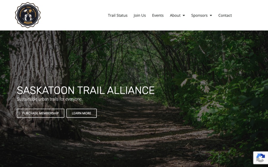 Screenshot of the Saskatoon Trail Alliance website homepage, designed by RJ Designs